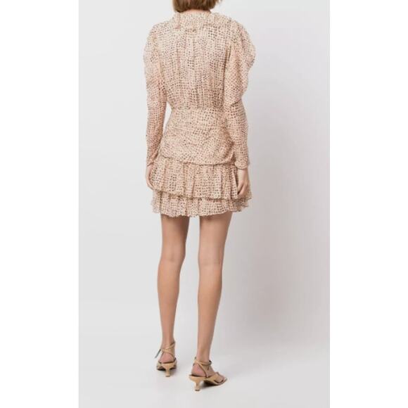 Ulla Johnson Cecily Metallic Dot Long Sleeve Silk Blend Dress Size 8 - Picture 9 of 14